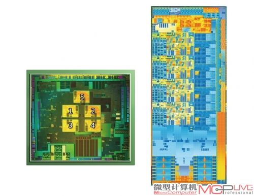 Core i5 2500K(左)和Tegra 3核心对比