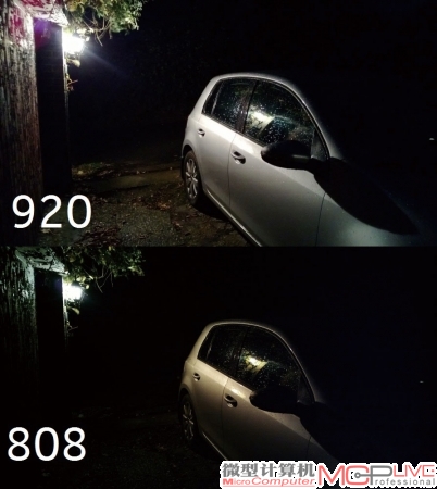 与808 PureView相比，应用了新一代PureView技术的920拥有更好的夜拍效果。